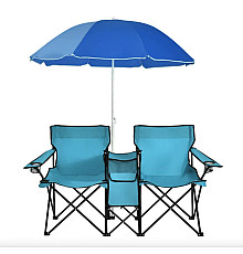 Комплект стільців розкладних Costway Parma з парасолькою, бірюзовий