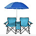 Комплект стільців розкладних Costway Parma з парасолькою, бірюзовий
