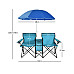 Комплект стільців розкладних Costway Parma з парасолькою, бірюзовий