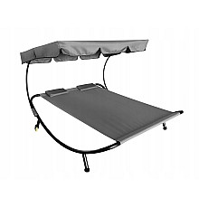 Лежак садовий з регульованим навісом Aga MR4251, двомісний, сірий