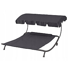 Лежак двомісний HG04786, 198 х 180 х 36,5 см - чорний