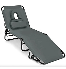 Шезлонг Costway Hanna, 74 х 64 х 15-36 см - сірий