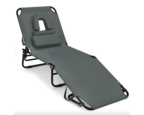 Шезлонг Costway Hanna, 74 х 64 х 15-36 см - сірий