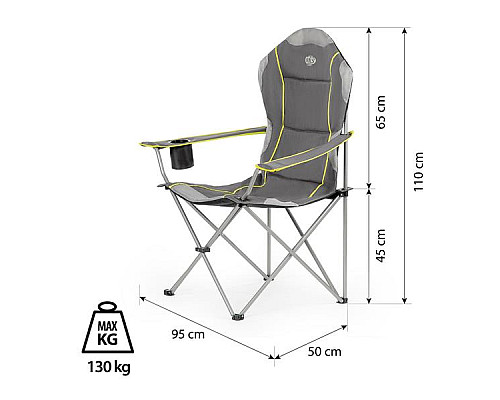 Крісло для кемпінгу NILS CAMP NC3080, сіро-лаймове