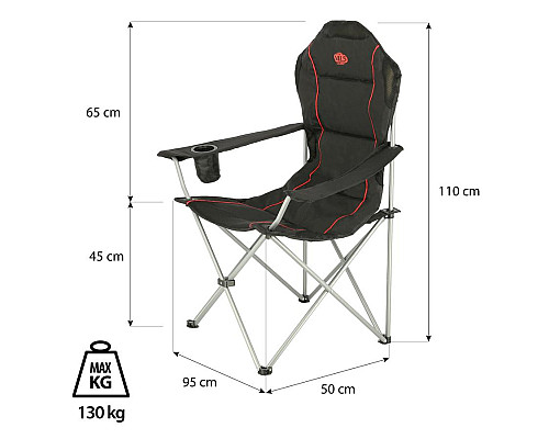 Крісло для кемпінгу NILS CAMP NC3080, чорно-червоний