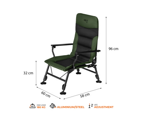 Крісло рибальське NILS CAMP NC2702, зелено-чорне