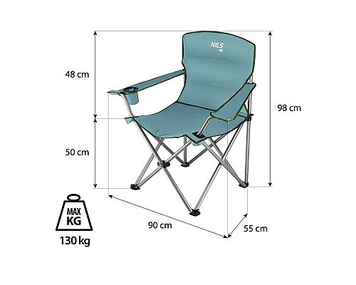 Крісло для кемпінгу NILS CAMP NC3079, бірюзове