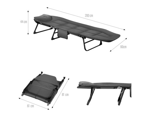 Ліжко кемпінгове NILS CAMP NC2720 200 х 60 х 44 см, сіре