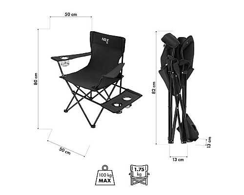 Крісло для кемпінгу NILS CAMP NC3301, чорне