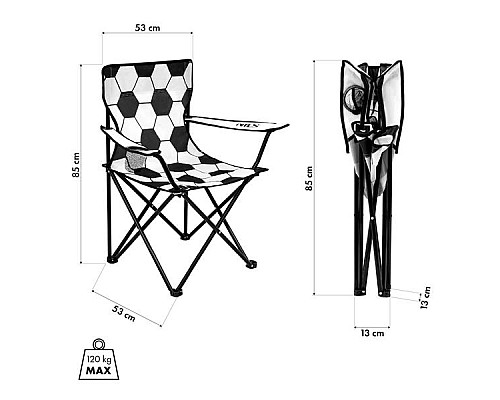 Крісло для кемпінгу NILS CAMP NC3303, чорно-біле