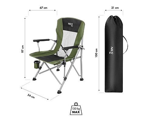 Крісло для кемпінгу NILS CAMP NC3701, зелене