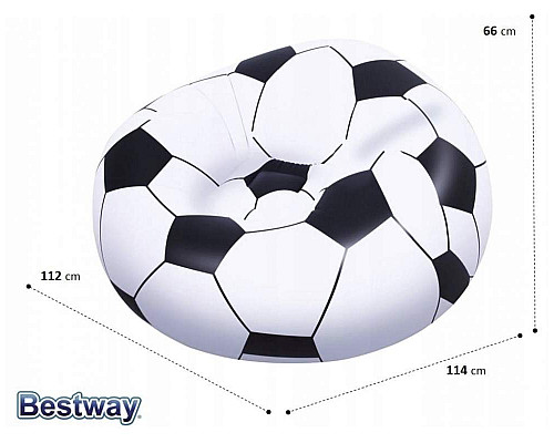 Крісло надувне Bestway 75010 114 x 112 x 66 см, чорно-біле