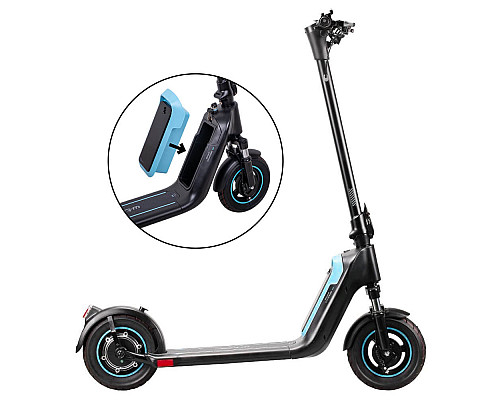 Електросамокат зі знімною батареєю W-TEC SwapCharge 500 W 10” чорно-блакитний