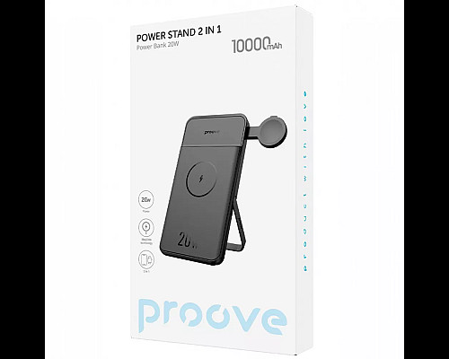 Повербанк бездротовий 2-в-1 Proove Power Stand 20W 10000mAh, чорний