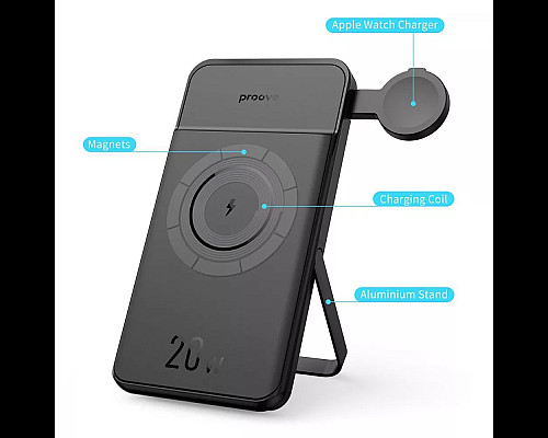 Повербанк бездротовий 2-в-1 Proove Power Stand 20W 10000mAh, чорний