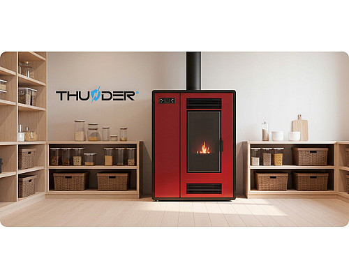 Пелетна піч-камін THUNDER ARIA RED 12 кВт