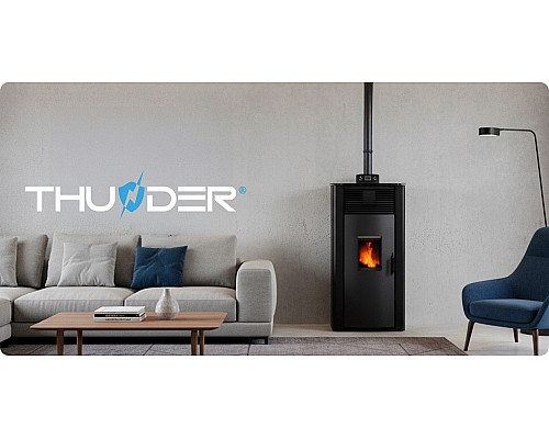 Пелетна піч-камін THUNDER GAREN BLACK 15 кВт