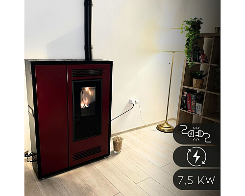 Пелетна піч-камін Thunder Aria Red 7,5 кВт Пелетна піч-камін Thunder Aria Red 7,5 кВт