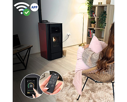 Пелетна піч-камін Thunder Karmen Red 9кВт