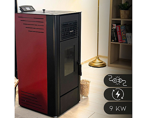 Пелетна піч-камін Thunder Karmen Red 9кВт