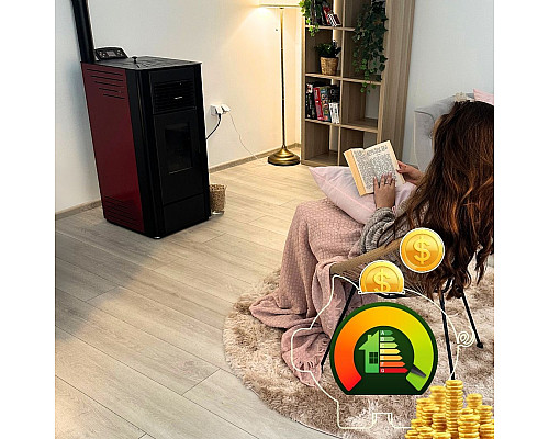 Пелетна піч-камін Thunder Karmen Red 9кВт