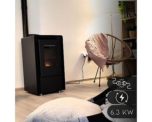Пелетна піч-камін Thunder Leyla Black 6,3 кВт