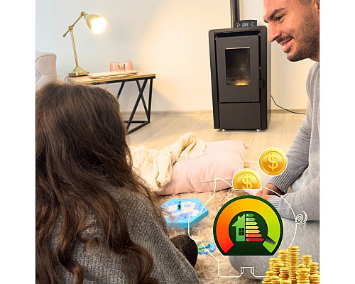 Пелетна піч-камін Thunder Leyla Black 6,3 кВт