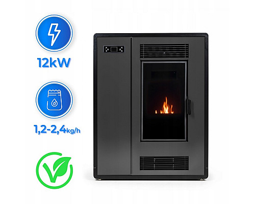 Пелетна піч-камін ARIA BLACK 12 кВт