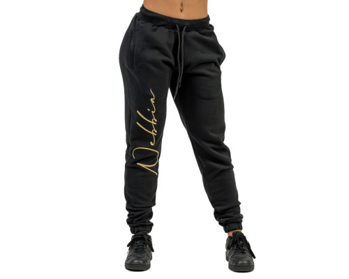 Жіночі вільні спортивні штани Nebbia INTENSE Signature 846 - чорний/золотий, розмір M