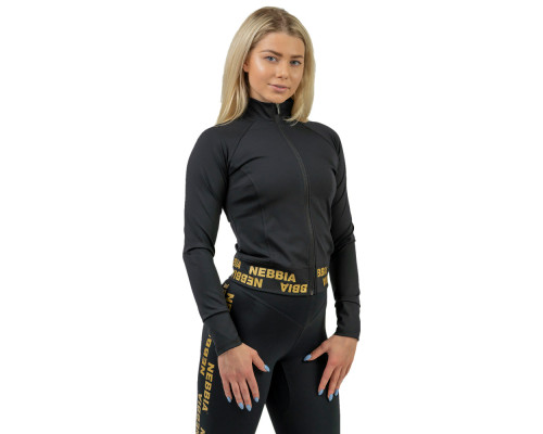 Жіноча кофта на блискавці Nebbia INTENSE Warm-Up 833 - XS - чорний/золотий