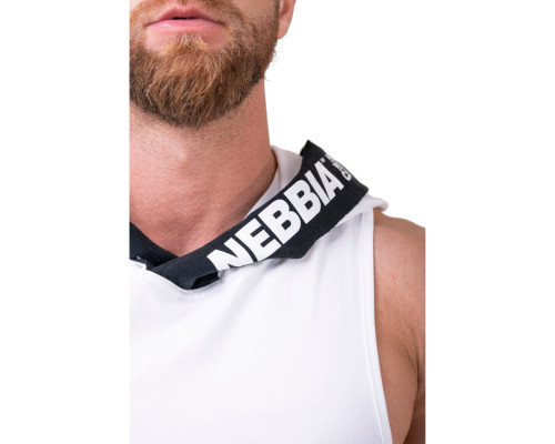 Чоловіча футболка з капюшоном без рукавів Nebbia No Excuses 173 - білий/XXL