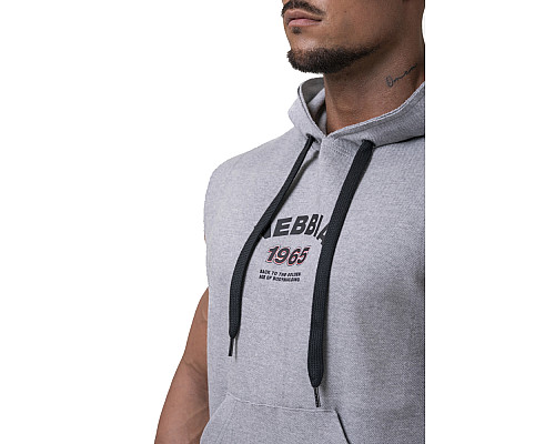 Чоловіча кофта з капюшоном без рукавів Nebbia Golden Era 197 - сірий/L