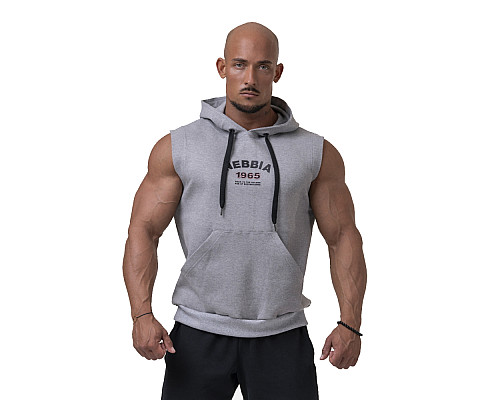 Чоловіча кофта з капюшоном без рукавів Nebbia Golden Era 197 - сірий/XL