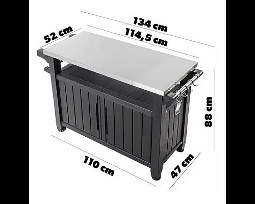 Стіл для  барбекю Keter Unity XL 207 л, графіт