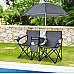 Комплект стільців розкладних Costway Parma з парасолькою, сірий