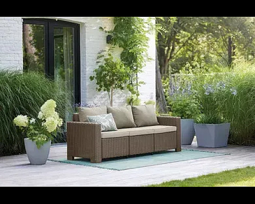 Диван садовий Keter California 3-місний з подушками, капучино