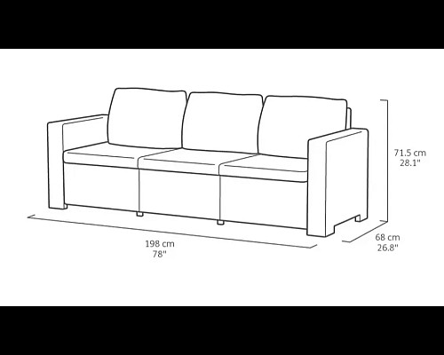 Диван садовий Keter California 3-місний з подушками, капучино
