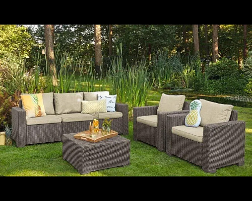 Диван садовий Keter California 3-місний з подушками, капучино