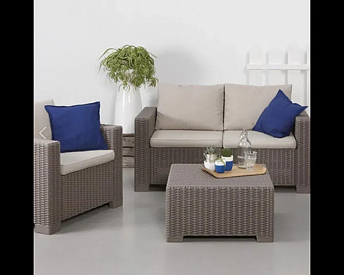 Диван садовий Keter California 2-місний з подушками, капучино