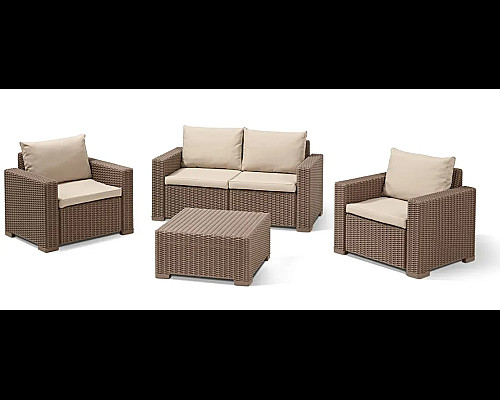 Диван садовий Keter California 2-місний з подушками, капучино