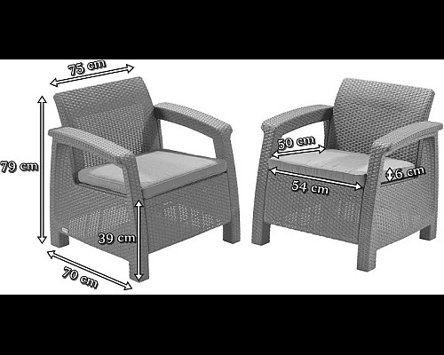 Комплект крісел Keter Corfu II Duo, коричневий
