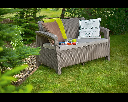 Диван садовий Keter Corfu II Love 2-місний, капучино