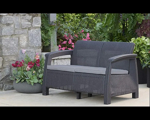 Диван садовий Keter Corfu II Love 2-місний, графіт