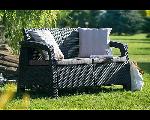 Диван садовий Keter Corfu II Love 2-місний, графіт