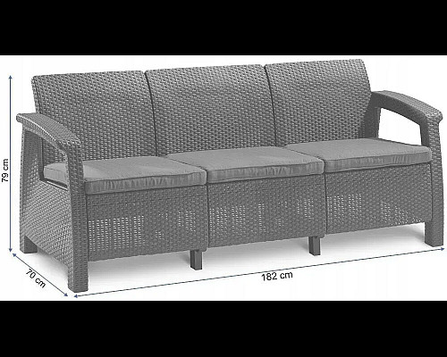 Диван садовий Keter Corfu II Max Love 3-місний, коричневий