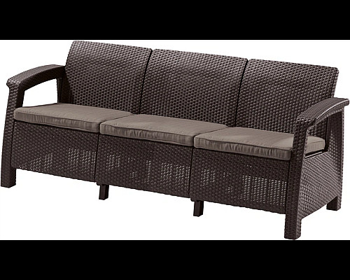 Диван садовий Keter Corfu II Max Love 3-місний, коричневий