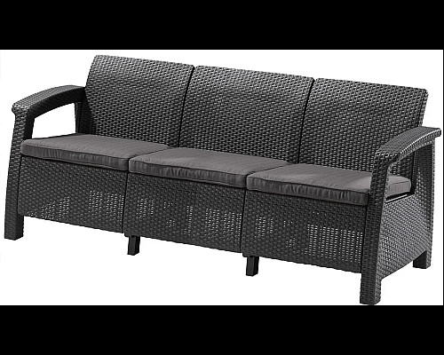 Диван садовий Keter Corfu II Max Love 3-місний, графіт