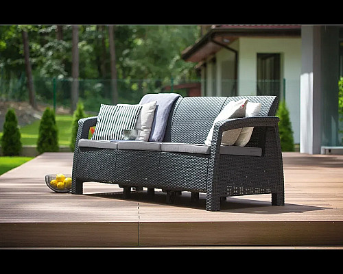 Диван садовий Keter Corfu II Max Love 3-місний, графіт