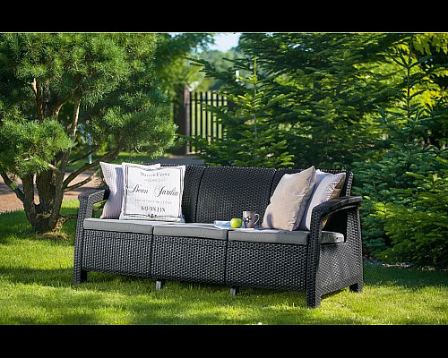 Диван садовий Keter Corfu II Max Love 3-місний, графіт