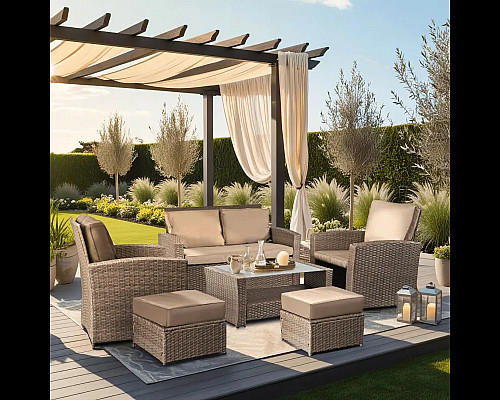 Комплект садових меблів з ротангу MEBEL ELITE Флорида, бежевий